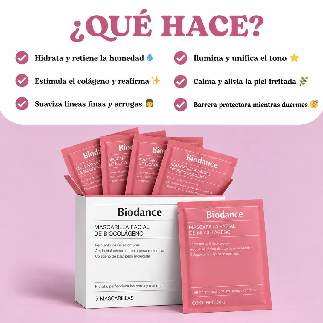 Mascarilla De Colágeno - Rejuvenece Tu Piel Mientras Te Relajas (5 Mascarillas Por Caja)